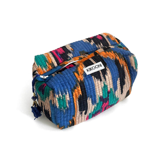 Handmade Small Cosmetic Bag - Ikat Blue