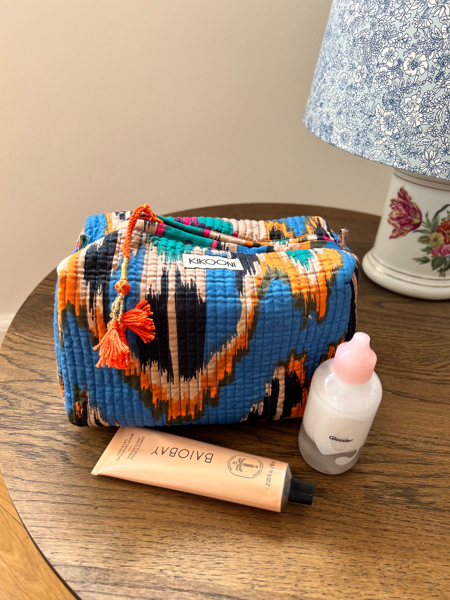 Handmade Small Cosmetic Bag - Ikat Blue