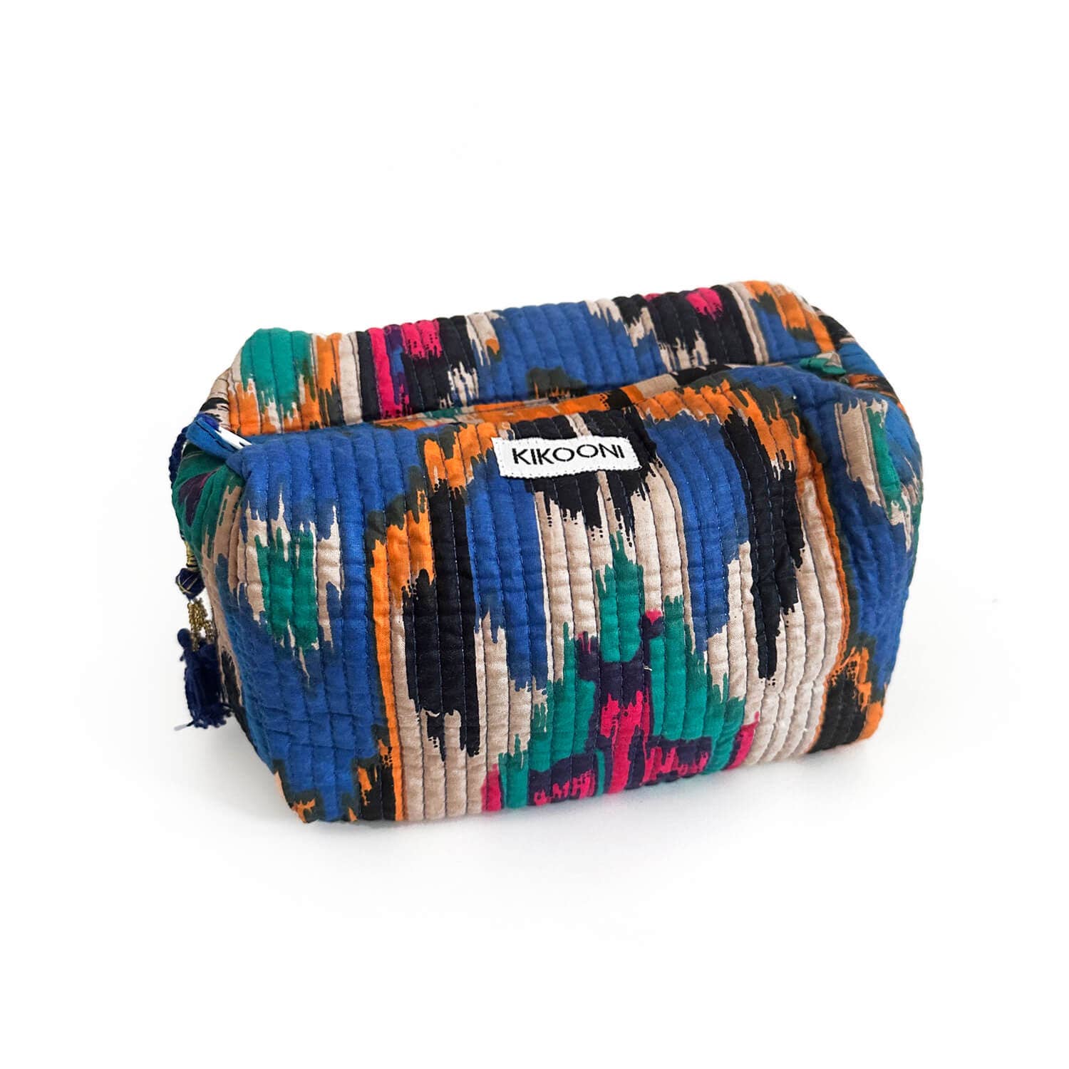 Handmade Small Cosmetic Bag - Ikat Blue