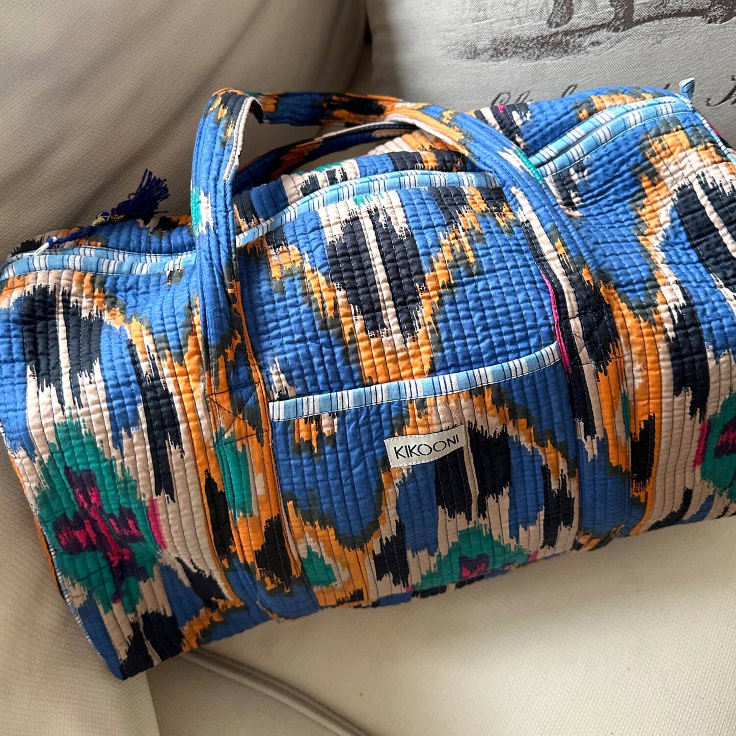 Handmade cotton bag “Blue Ikat”