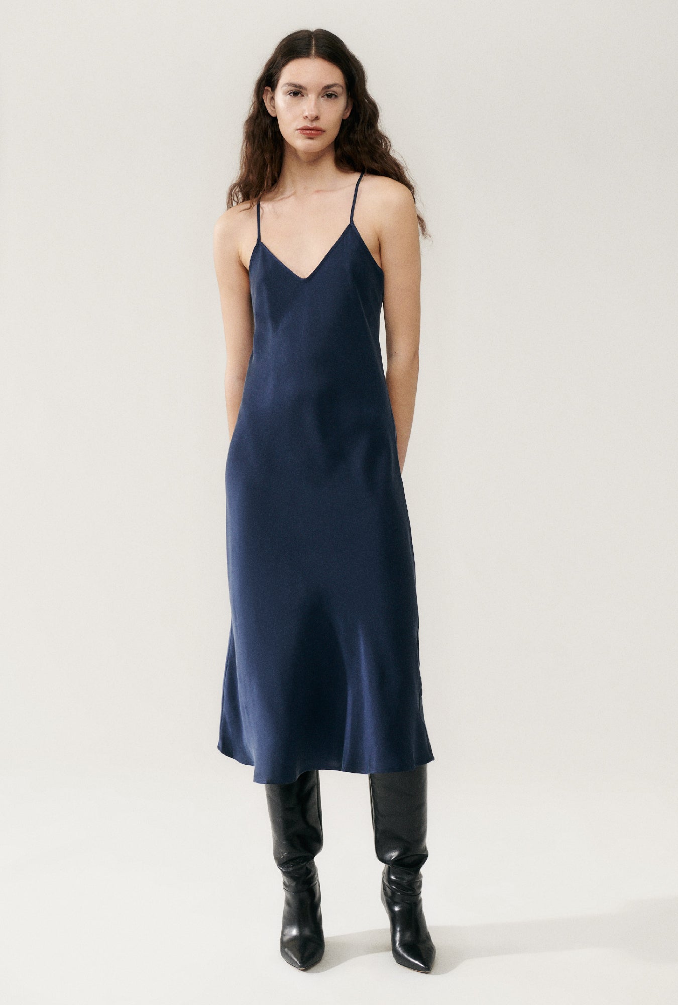 Silk Slip Dress - Midnight The Favoured Silk Slip Dress - Midnight The Favoured