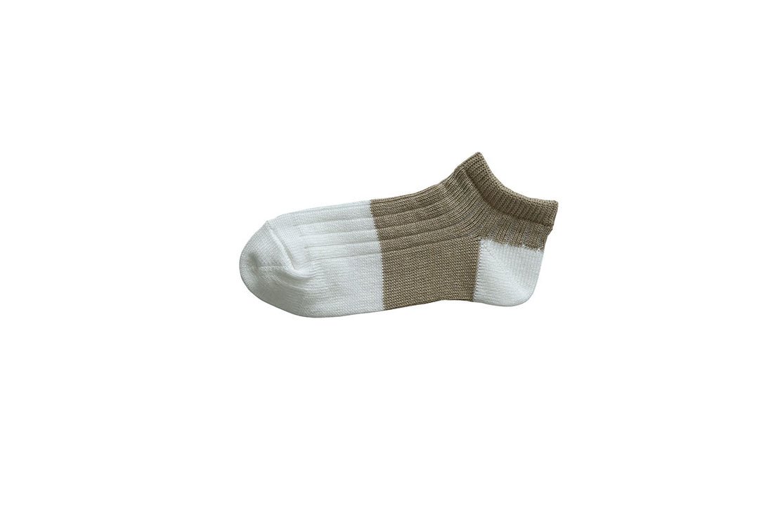 white and beige anklet socks