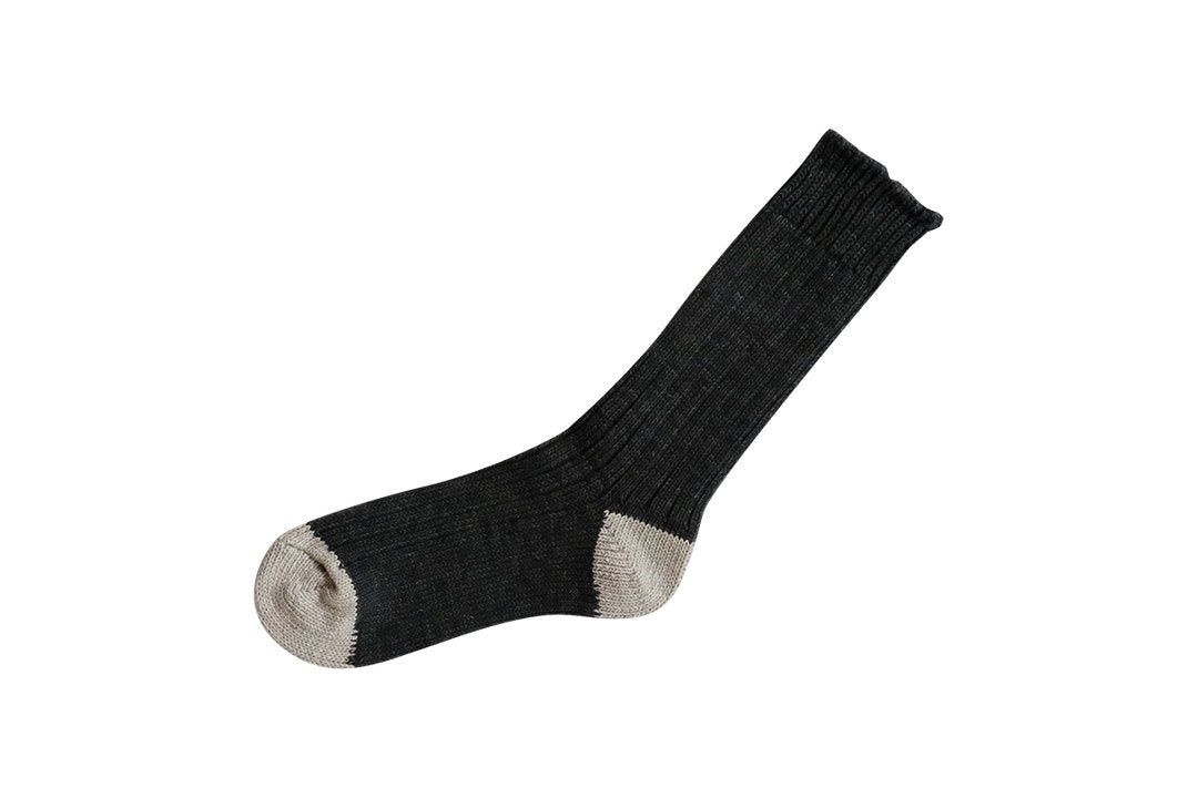 Nishiguchi Kutsushita Recycle cotton socks in charcoal