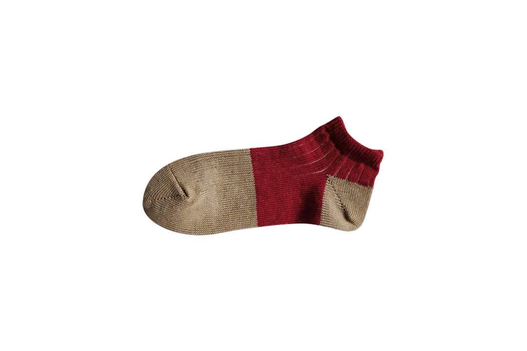 red and beige anklet socks